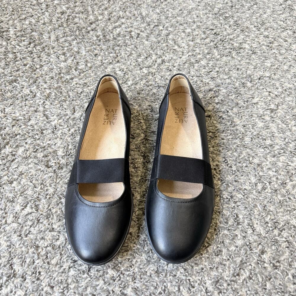 Naturalizer Fia Black Leather Mary Jane Flats Shoe Size 10 M Comfort Preppy